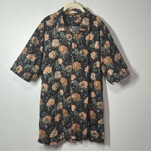 Floral Black Casual Button Down Shirt